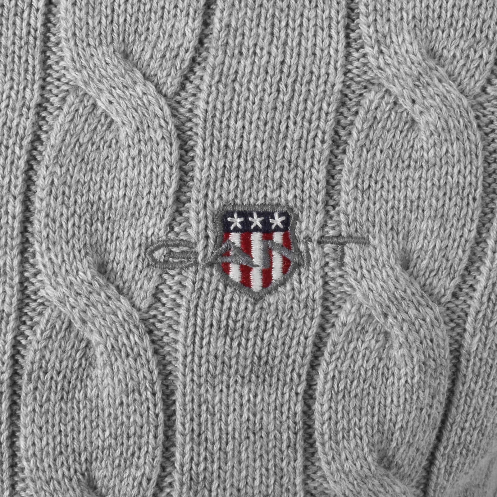 Gant Classic Cotton Cable Knit Jumper Grey