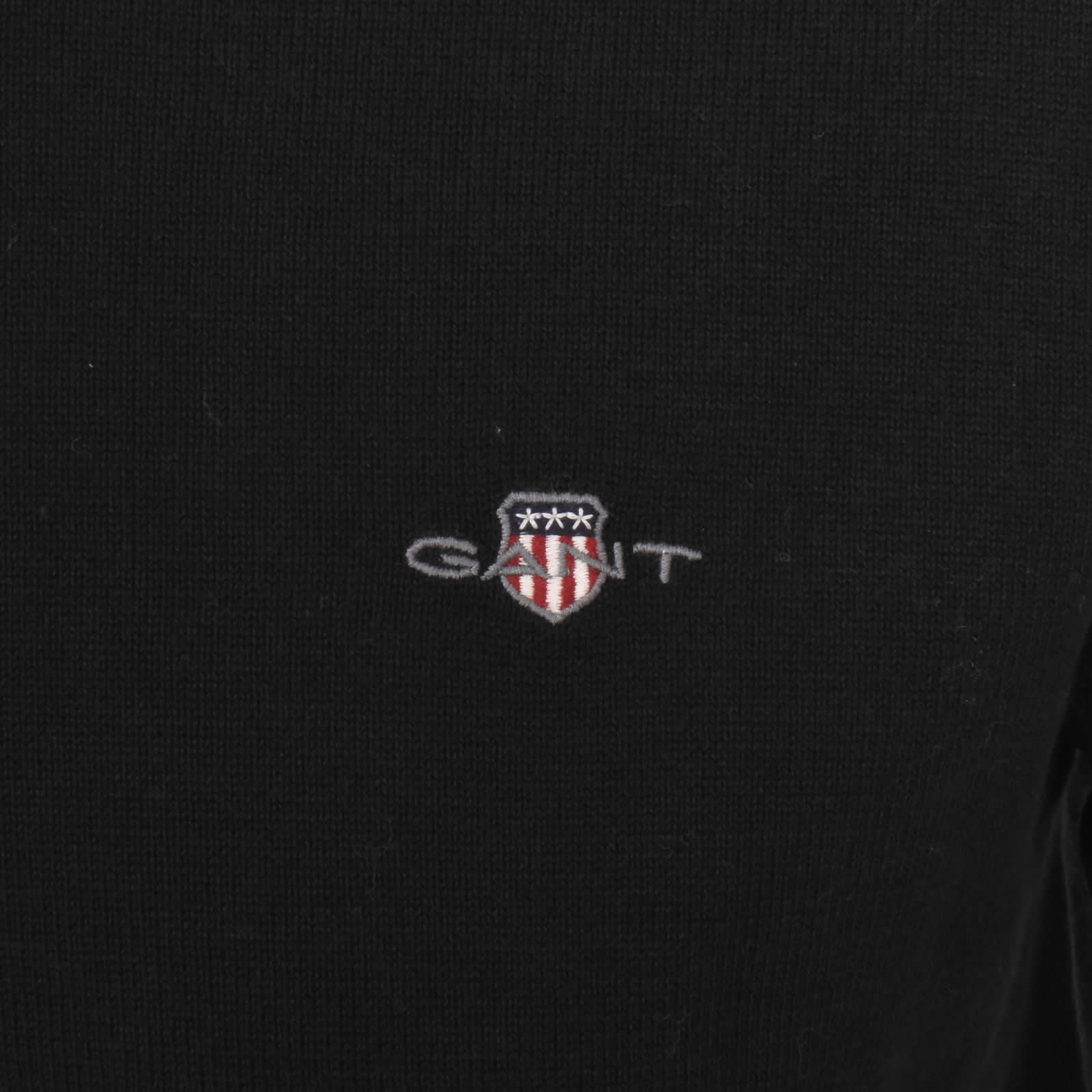 Gant Classic Cotton Crew Neck Knit Jumper Black Mainline Menswear Australia