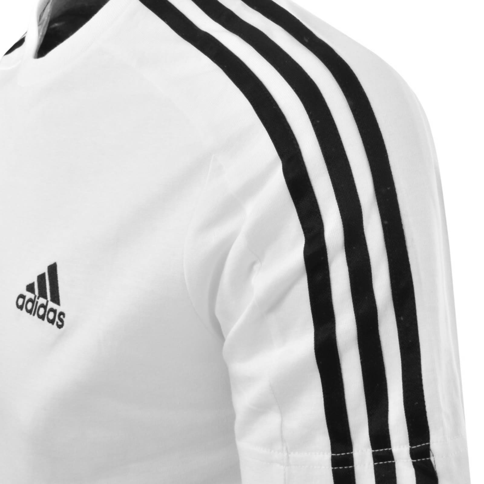 adidas Essentials 3 Stripe T Shirt White Mainline Menswear