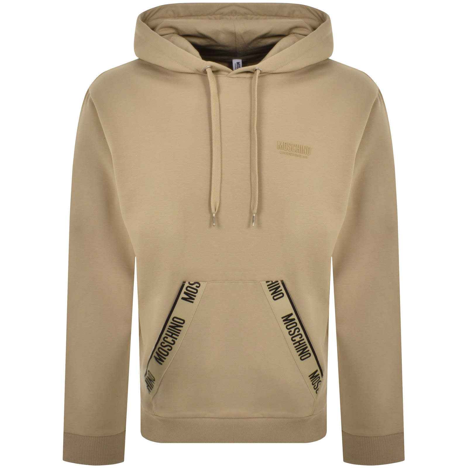 Moschino Logo Tape Hoodie Brown Mainline Menswear