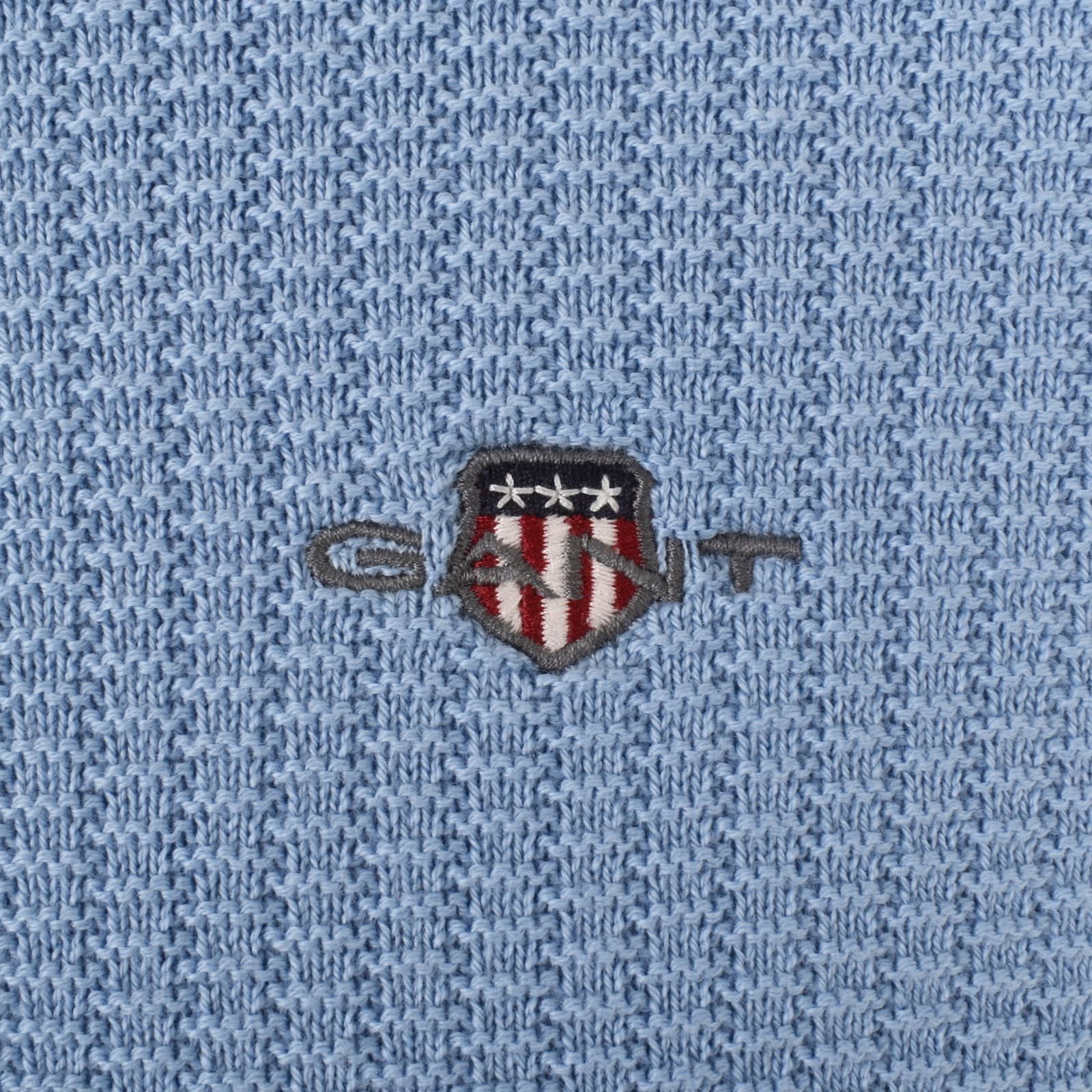 Gant Half Zip Textured Sweatshirt Blue Mainline Menswear Canada