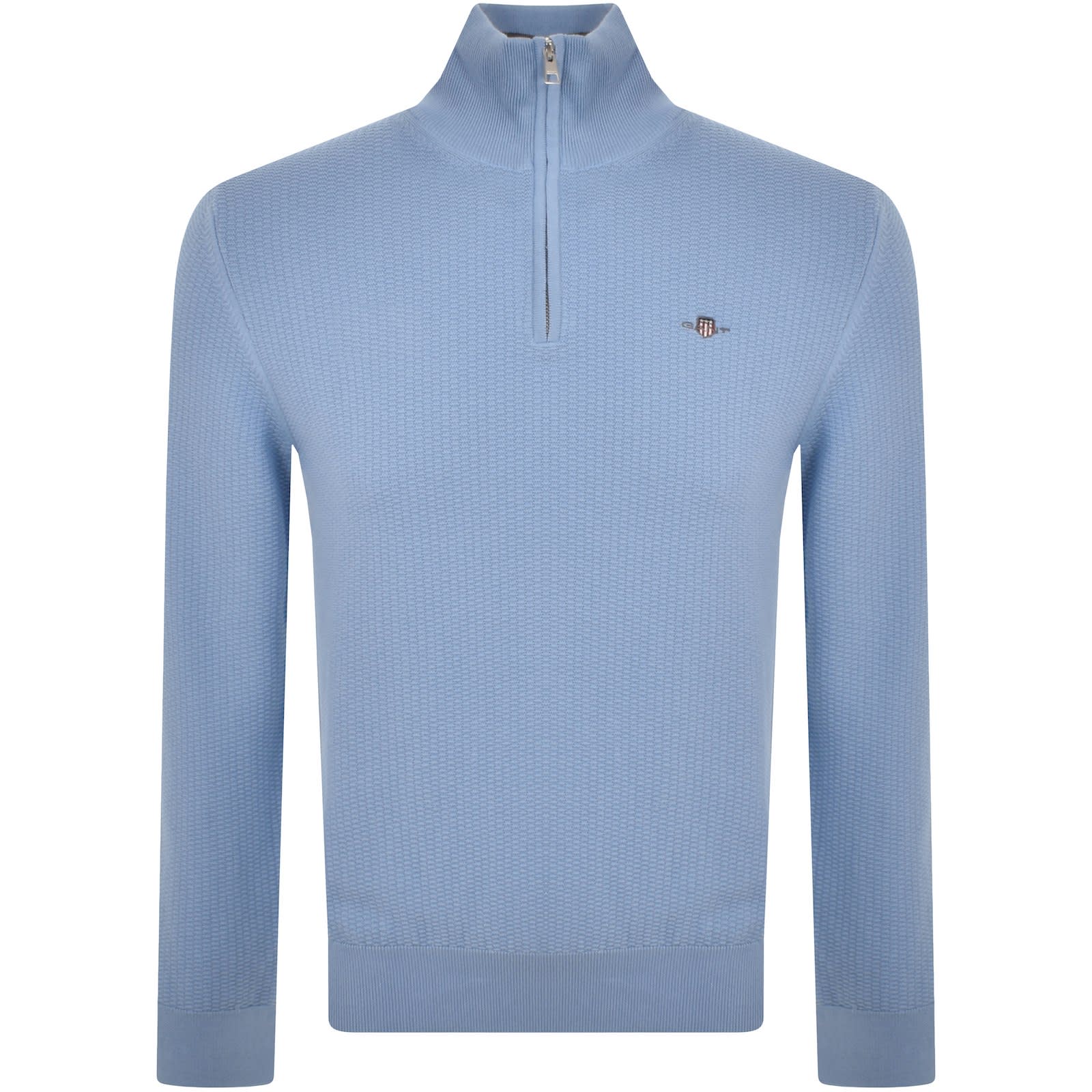 Gant Half Zip Textured Sweatshirt Blue Mainline Menswear Canada