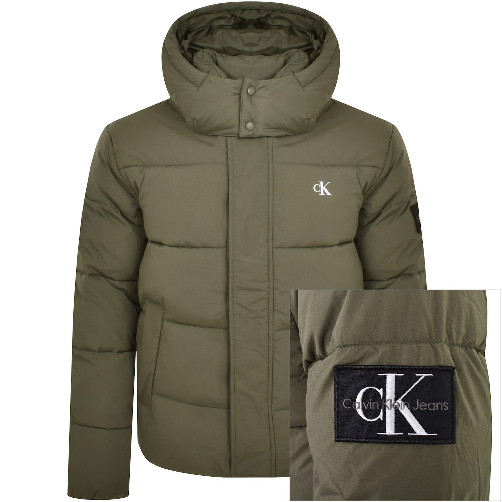 Calvin Klein Jeans Hooded Puffer Jacket Khaki Mainline Menswear Denmark