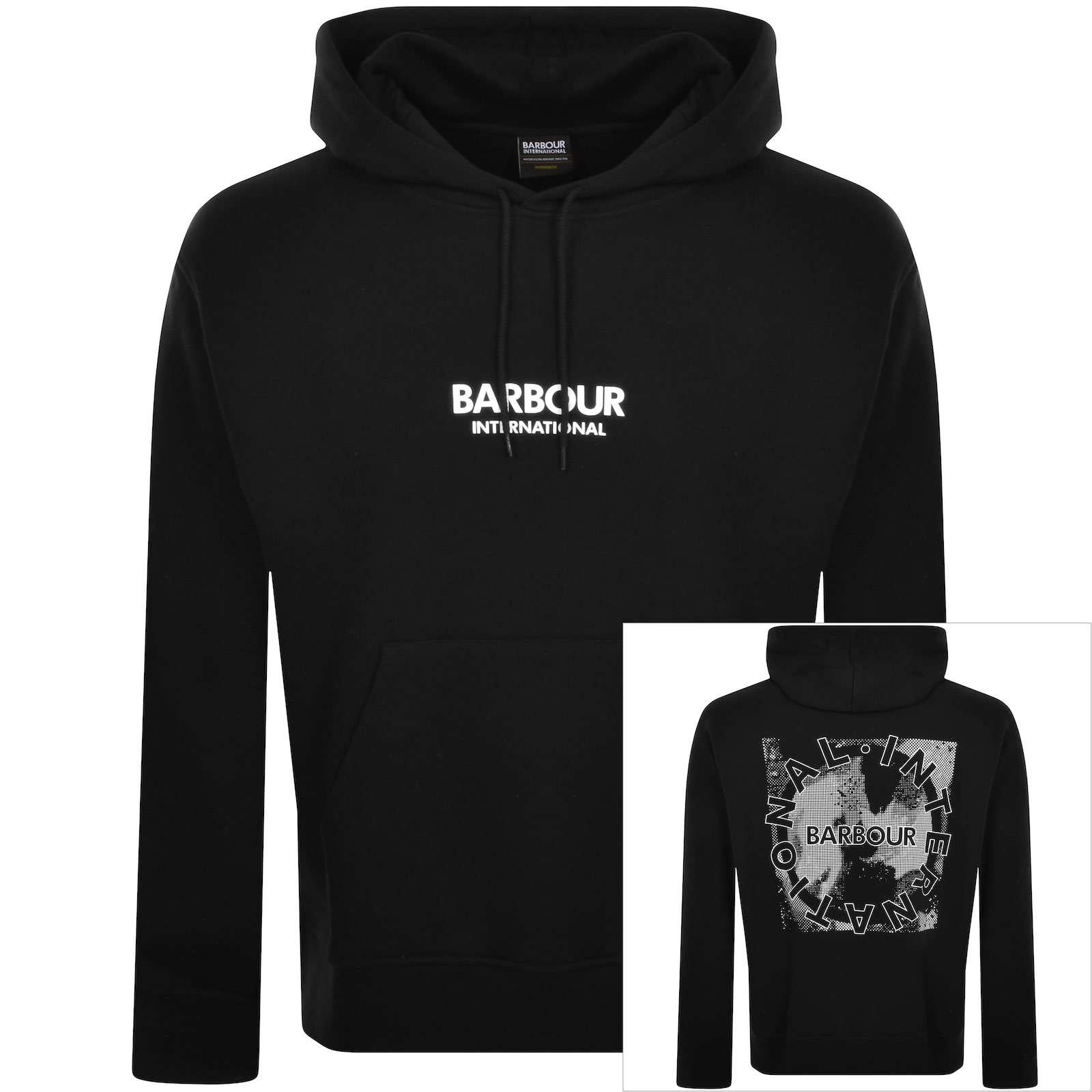 Barbour International Logo Hoodie Black Mainline Menswear