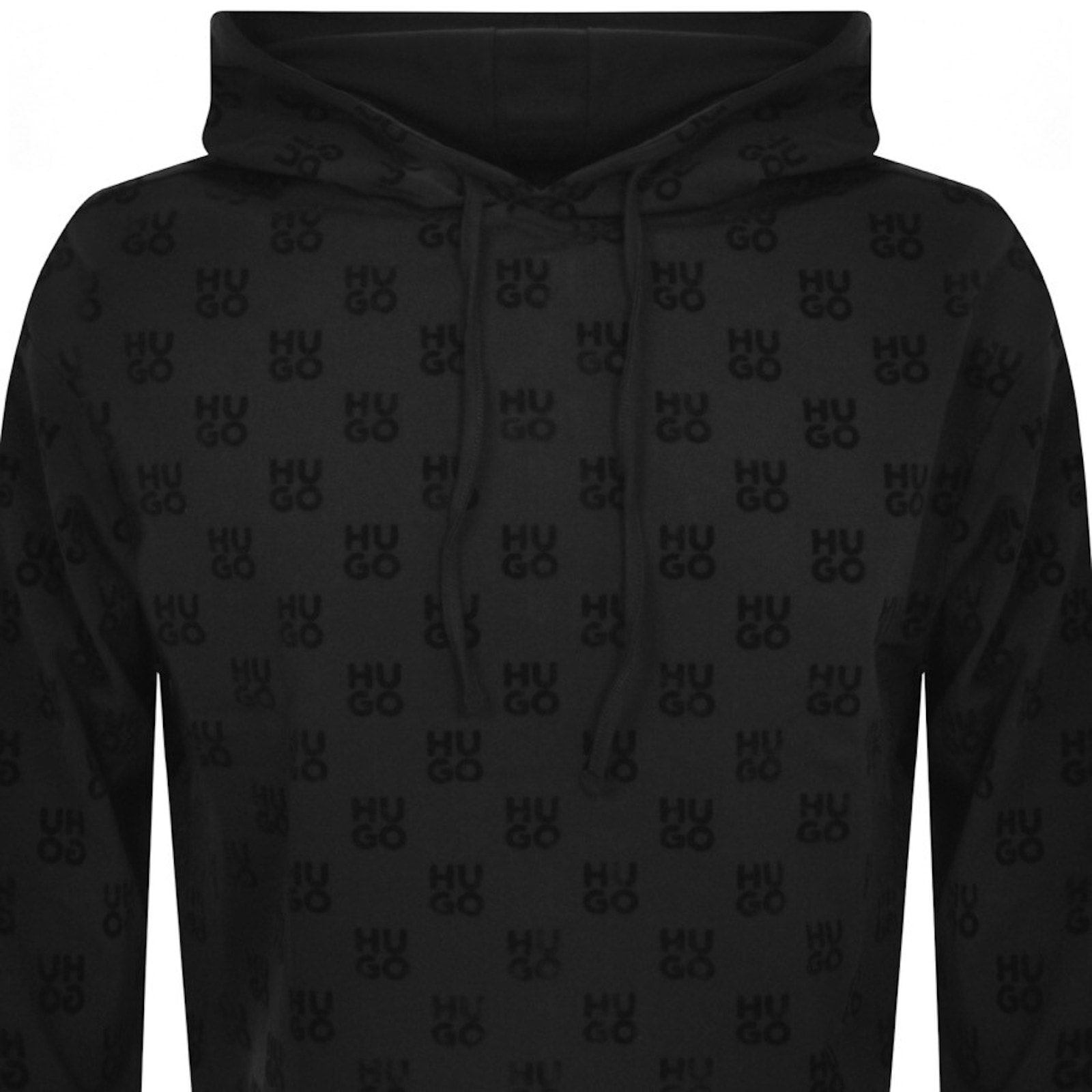 HUGO Flock AOP Hoodie Black