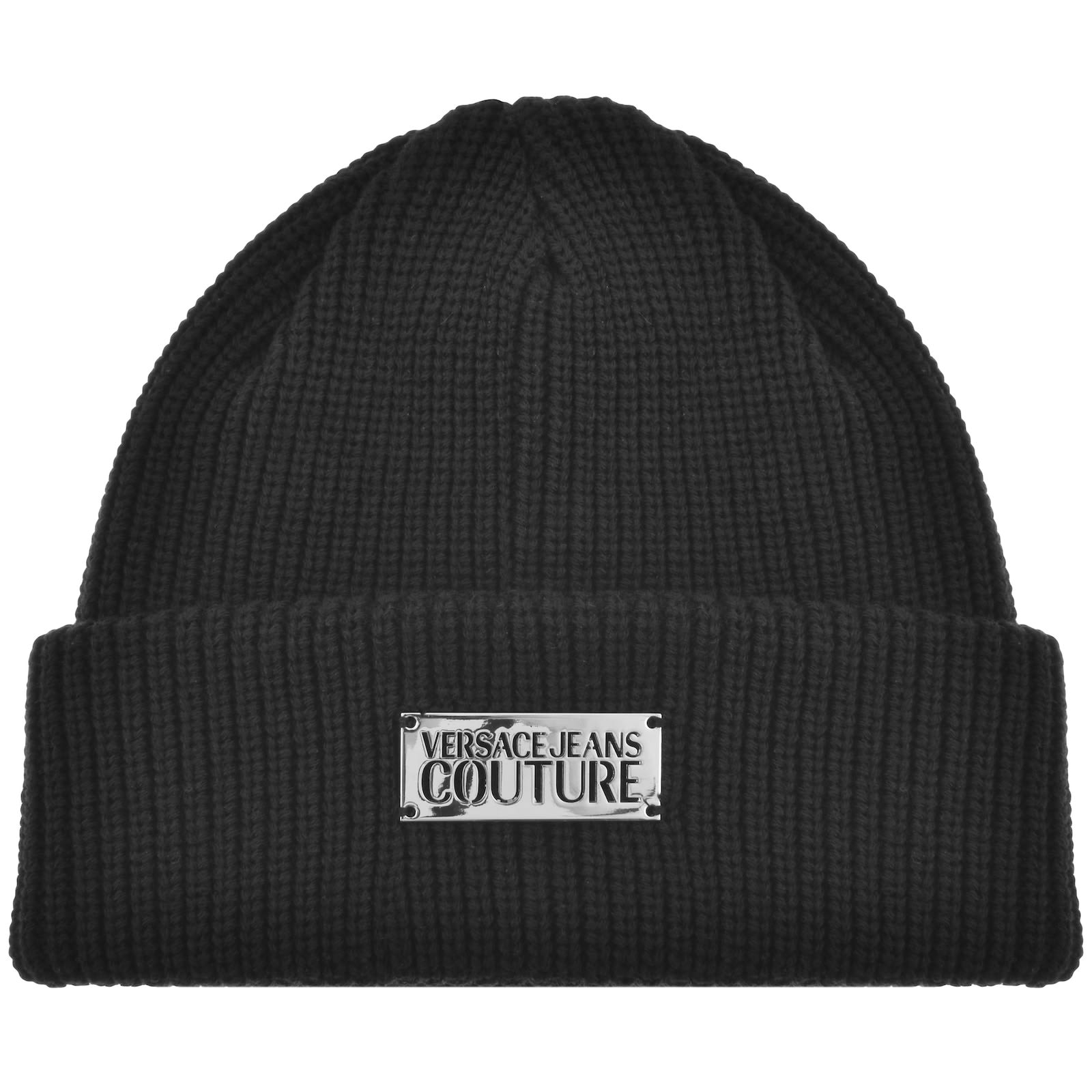 Versace Jeans Couture Knit Double Beanie Hat Black Mainline Menswear