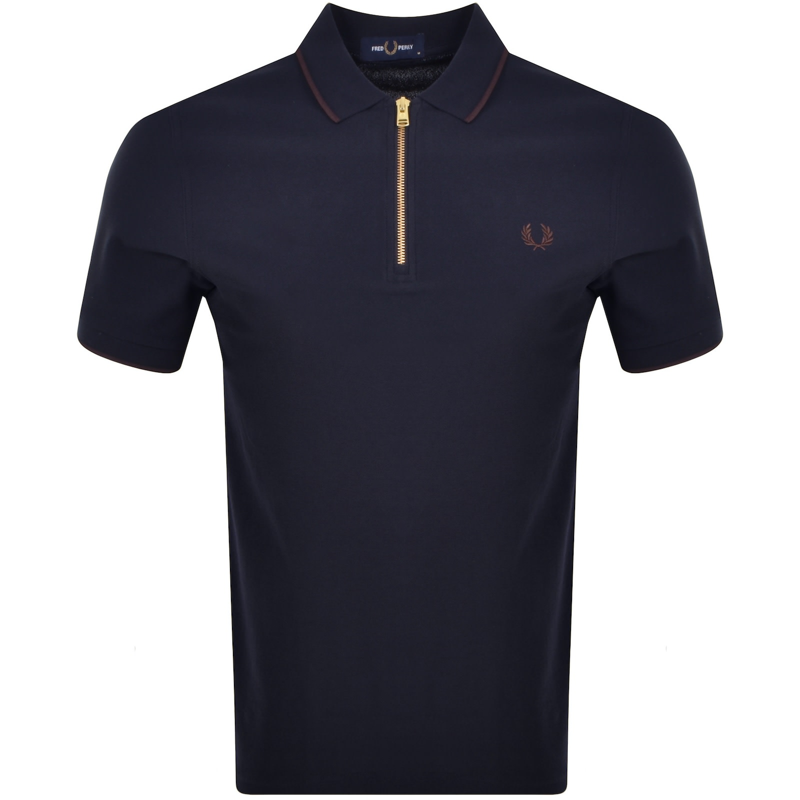 2024公式店舗 Fred Perry Quarter Zip Polo T Shirt Navy | Mainline Menswear トップス