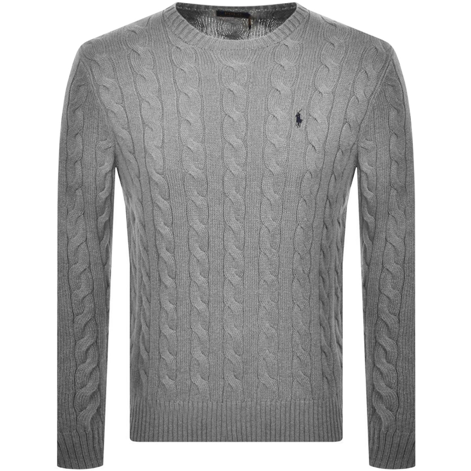 Ralph Lauren Driver Crew Neck Knit Jumper Grey Mainline Menswear