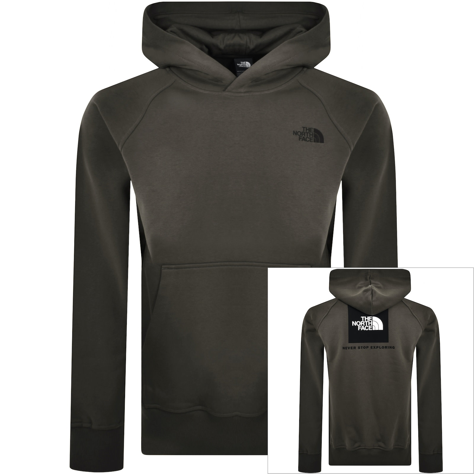 The North Face Brown Raglan Redbox Hoodie With Back Graphic Mens