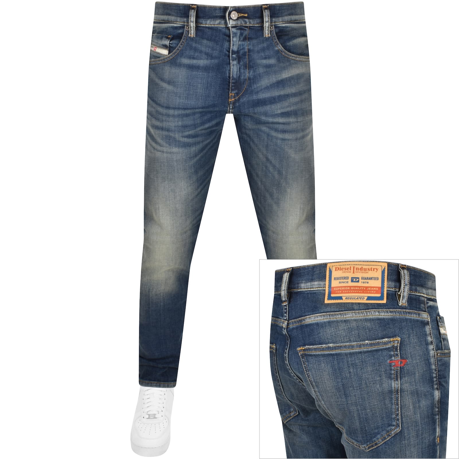 Diesel D Strukt Slim Fit Mid Wash Jeans Blue | Mainline Menswear United  States