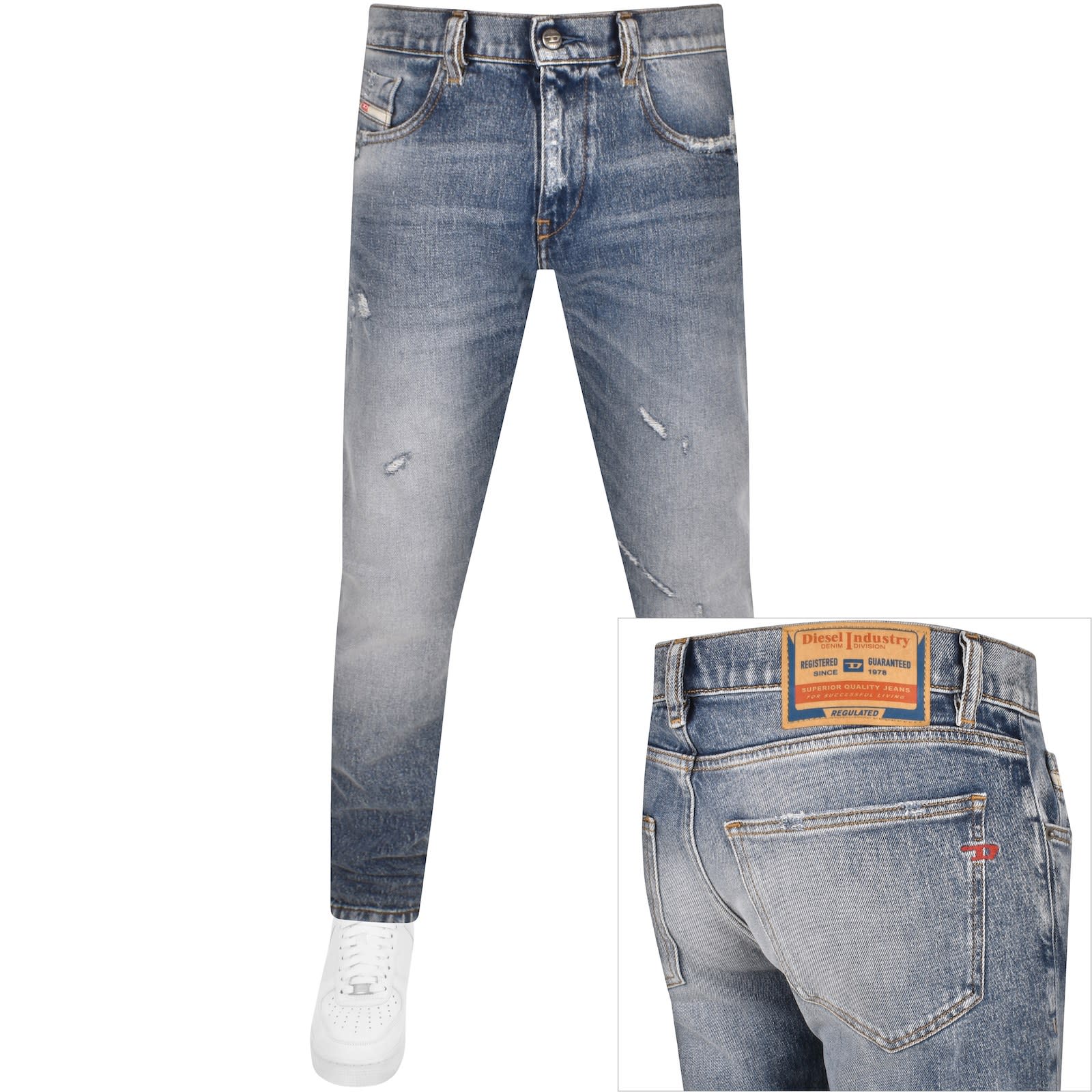 Diesel D Strukt Slim Fit Light Wash Jeans Blue | Mainline Menswear United  States