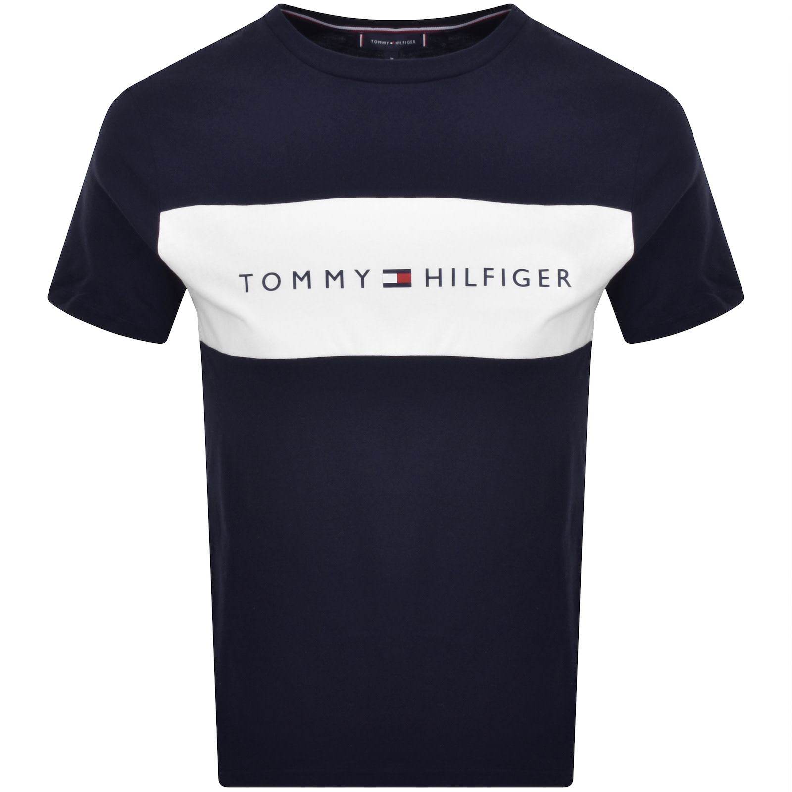 Tommy Hilfiger logo stripe lounge T shirt in navy
