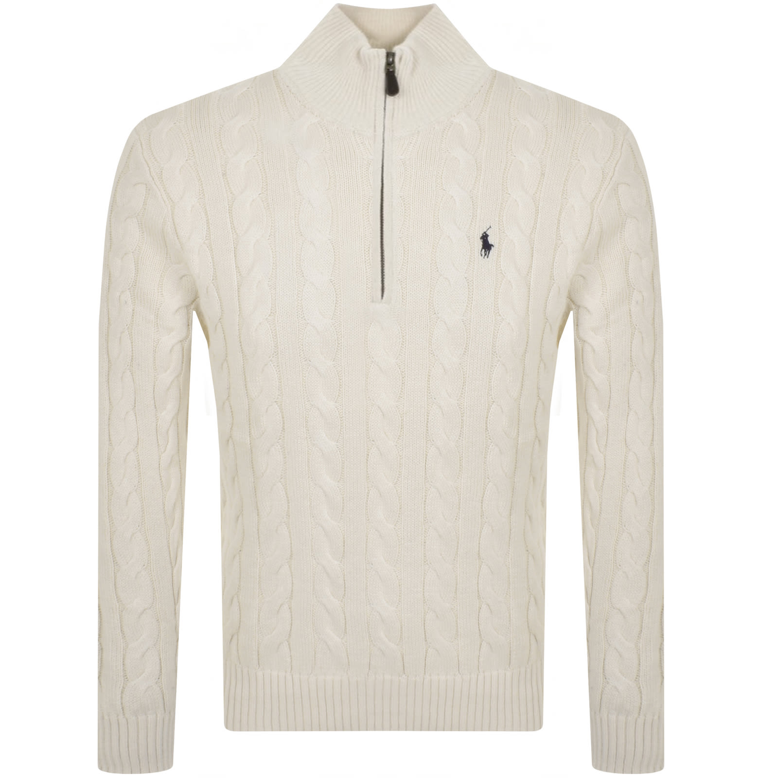 Ralph Lauren Cable Knit Half Zip Jumper Cream | Mainline Menswear Sweden