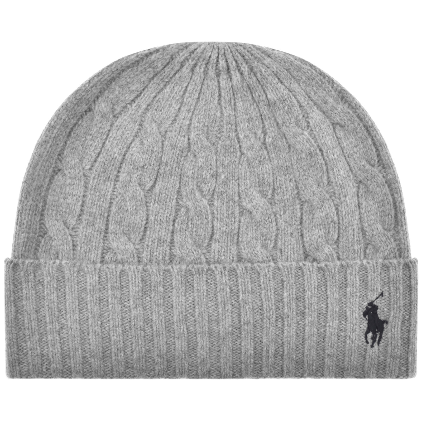 Ralph Lauren Cable Beanie Hat Grey Mainline Menswear