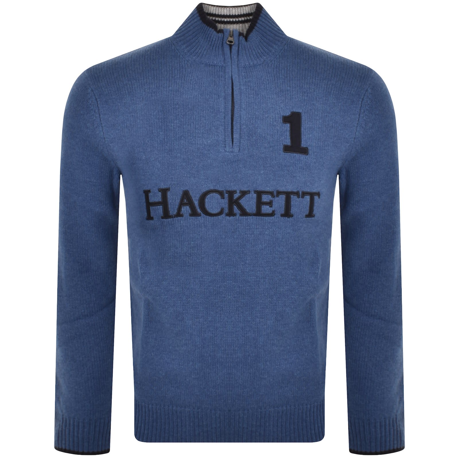 Hackett Half Zip Knit Jumper Blue | Mainline Menswear United States