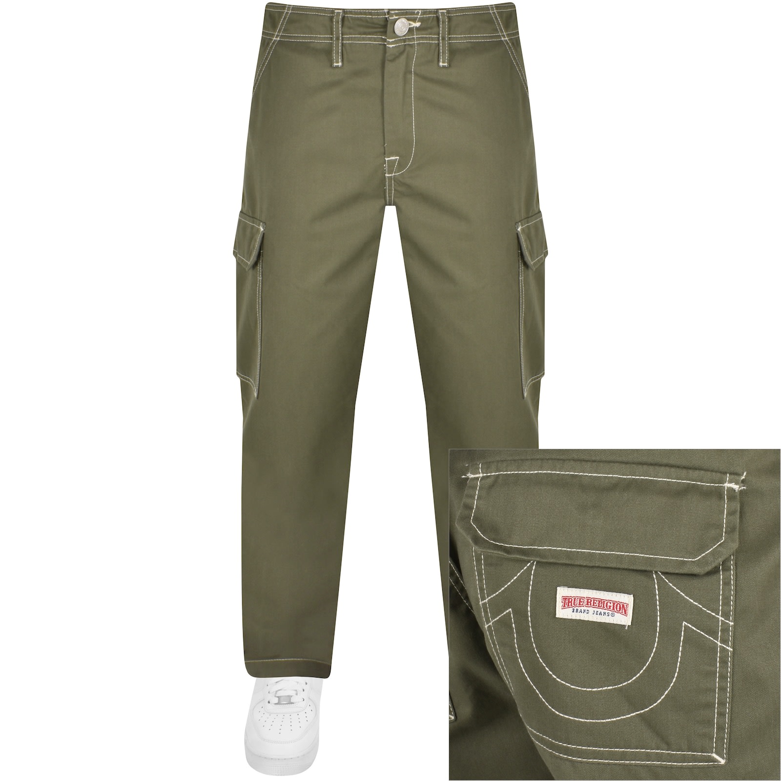 True Religion Big T Cargo Trousers Green | Mainline Menswear