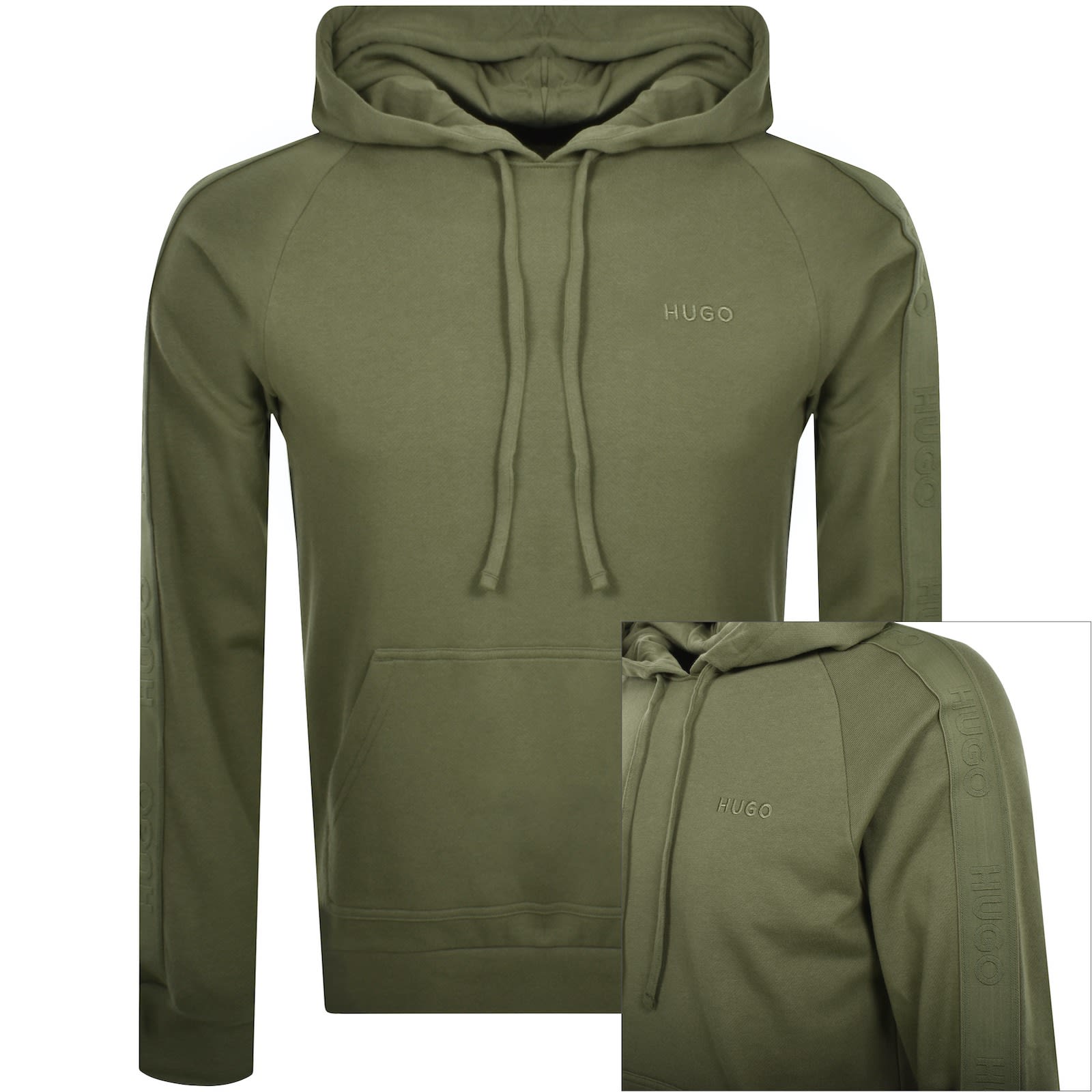 HUGO Tonal Logo Hoodie Green Mainline Menswear Denmark