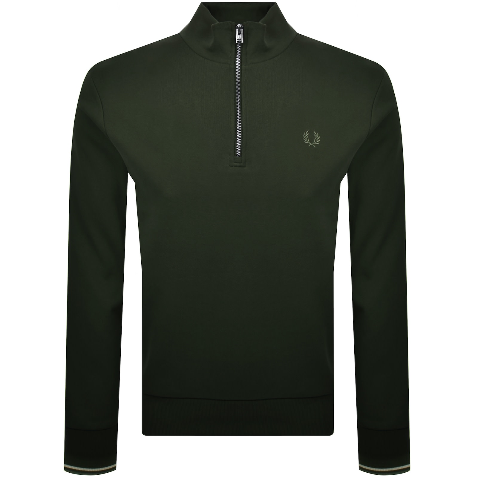 Fred Perry Half Zip Sweatshirt Green | Mainline Menswear