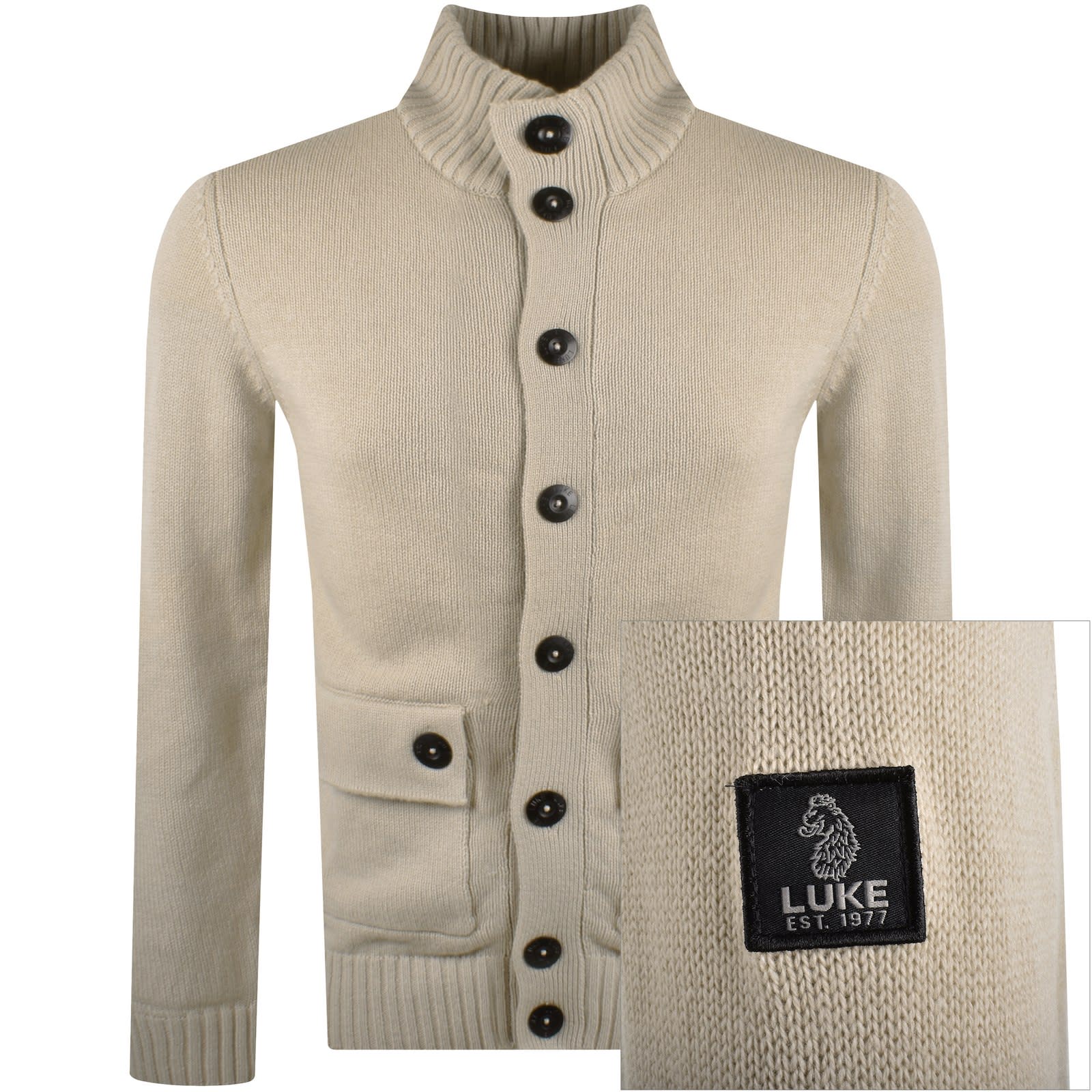 Luke 1977 Denmark Chunky Knit Cardigan Ecru Mainline Menswear