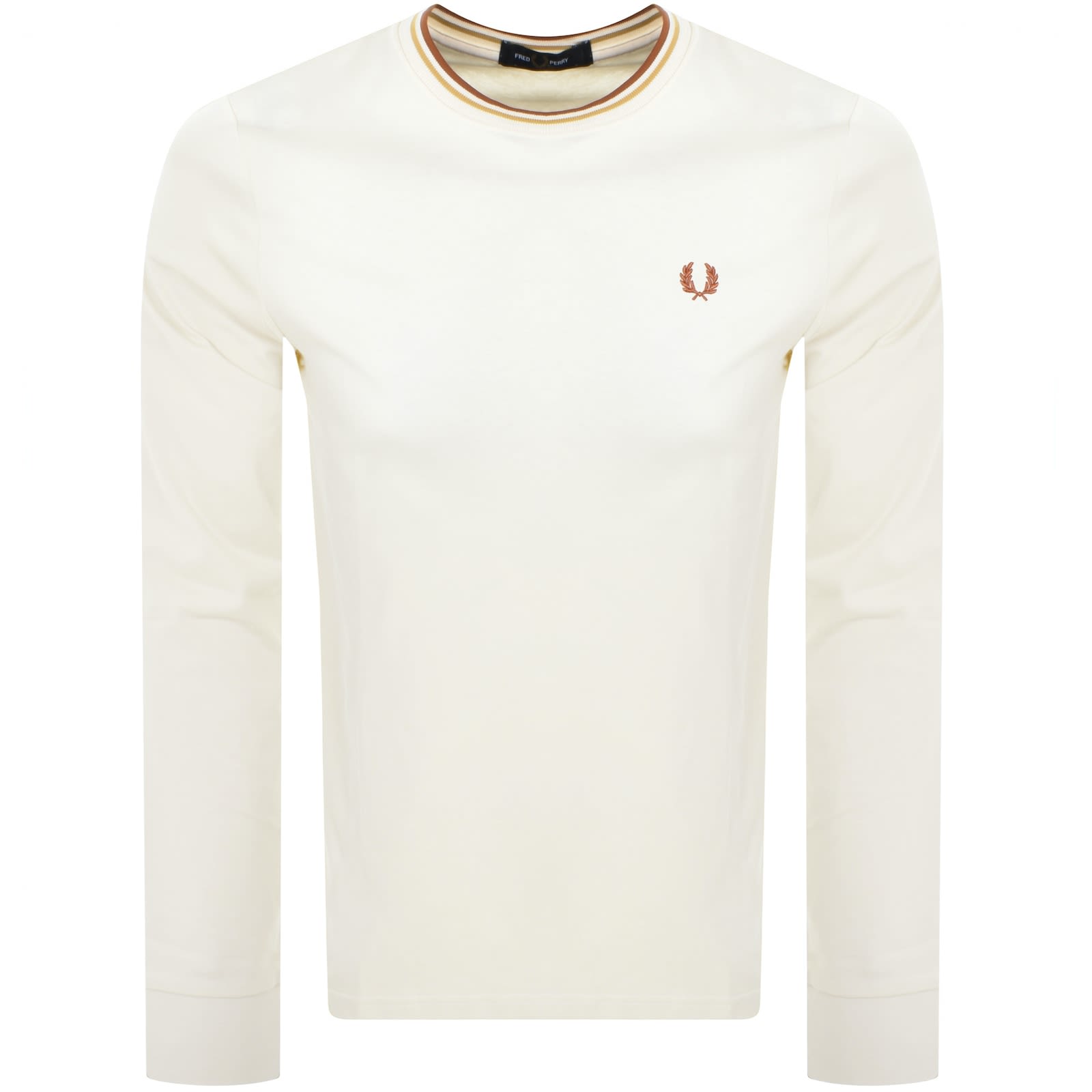 Fred Perry Twin Tipped Long Sleeved T Shirt Ecru | Mainline Fred Perry Twin Tipped Long Sleeved T Shirt Ecru | Mainline