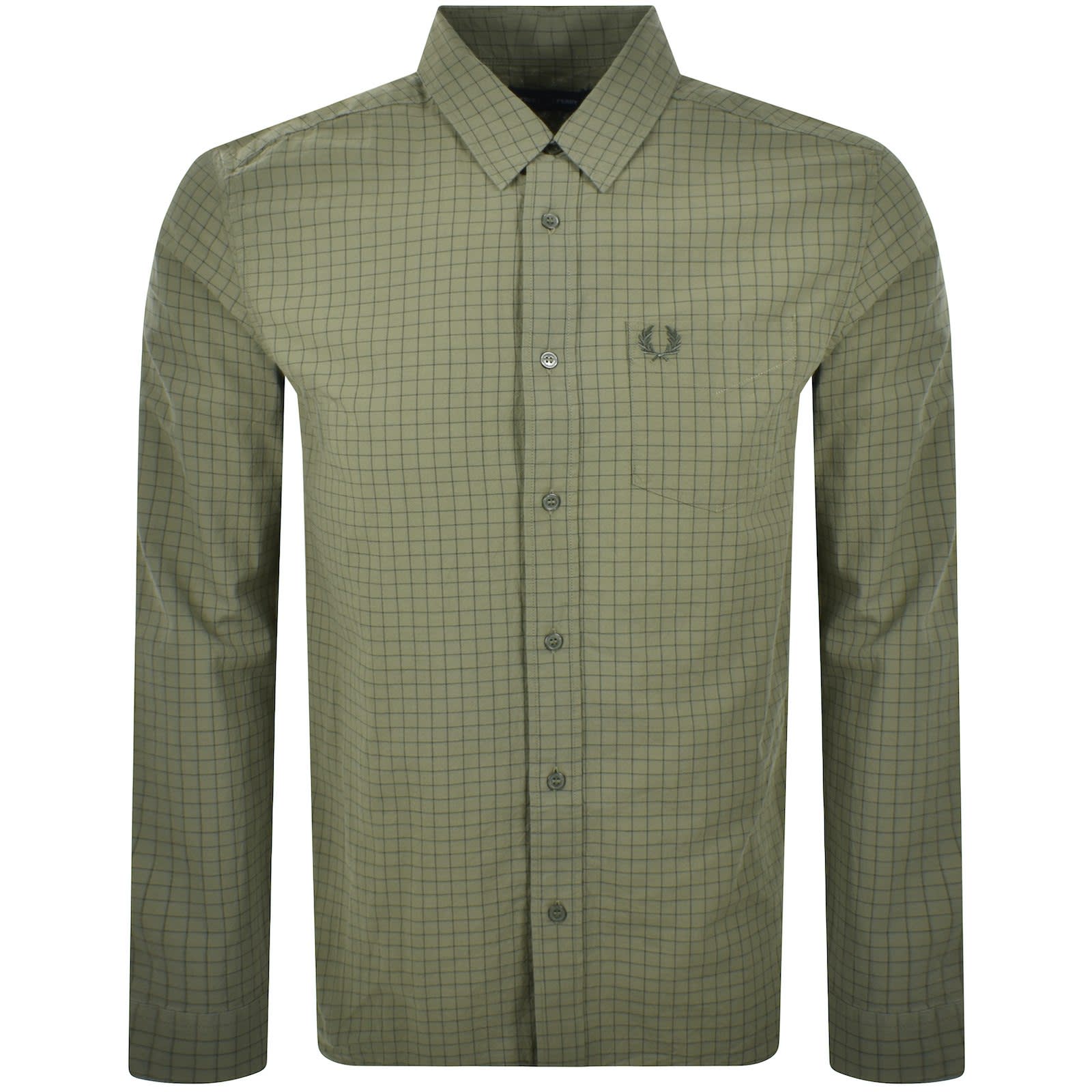 Fred Perry Grid Check Long Sleeve Shirt Green male Medium