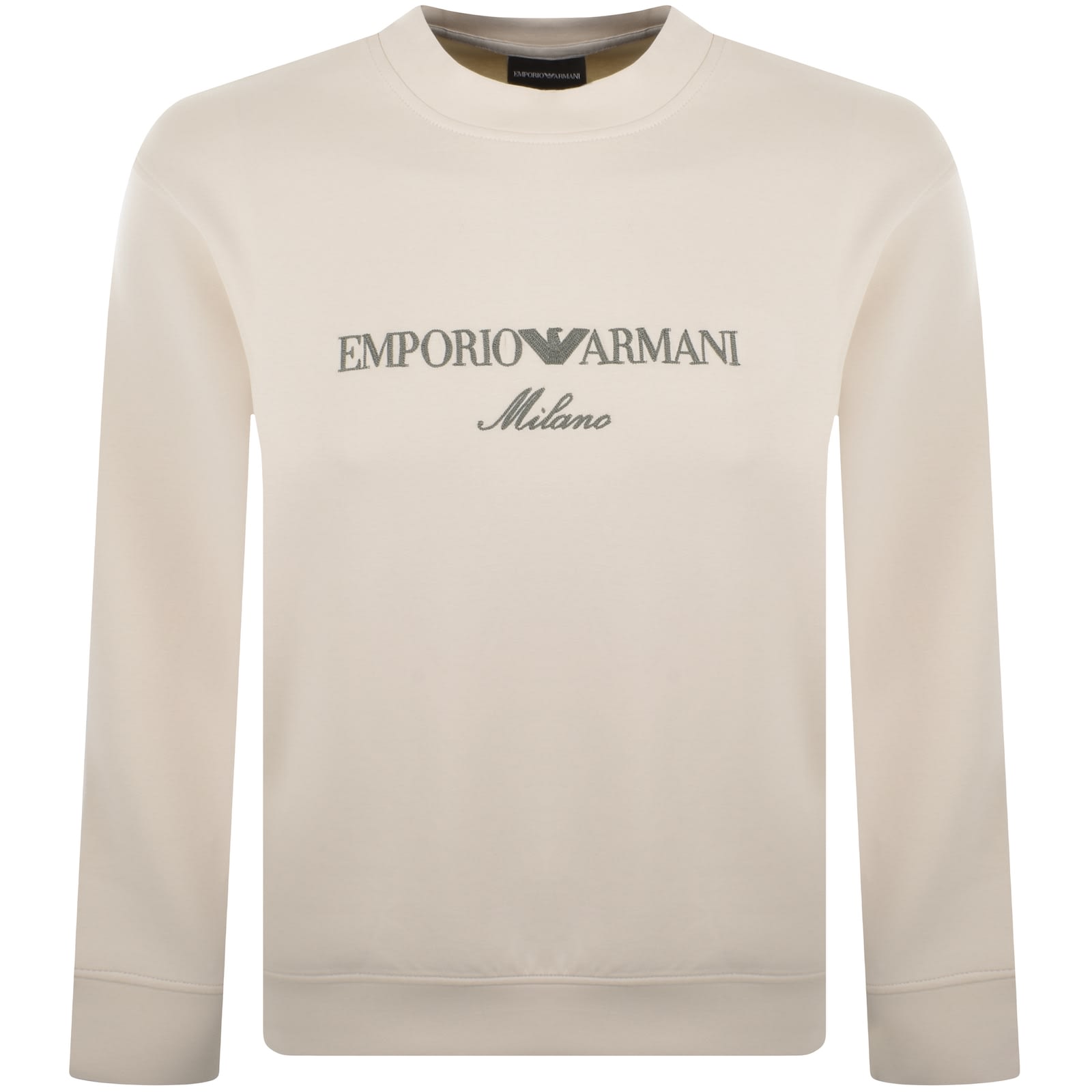 Emporio Armani Crew Neck Logo Sweatshirt Cream | Mainline Menswear United  States