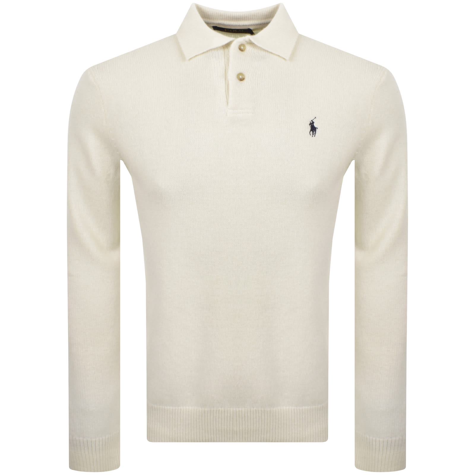 Ralph Lauren Long Sleeved Knit Polo T Shirt Cream | Mainline
