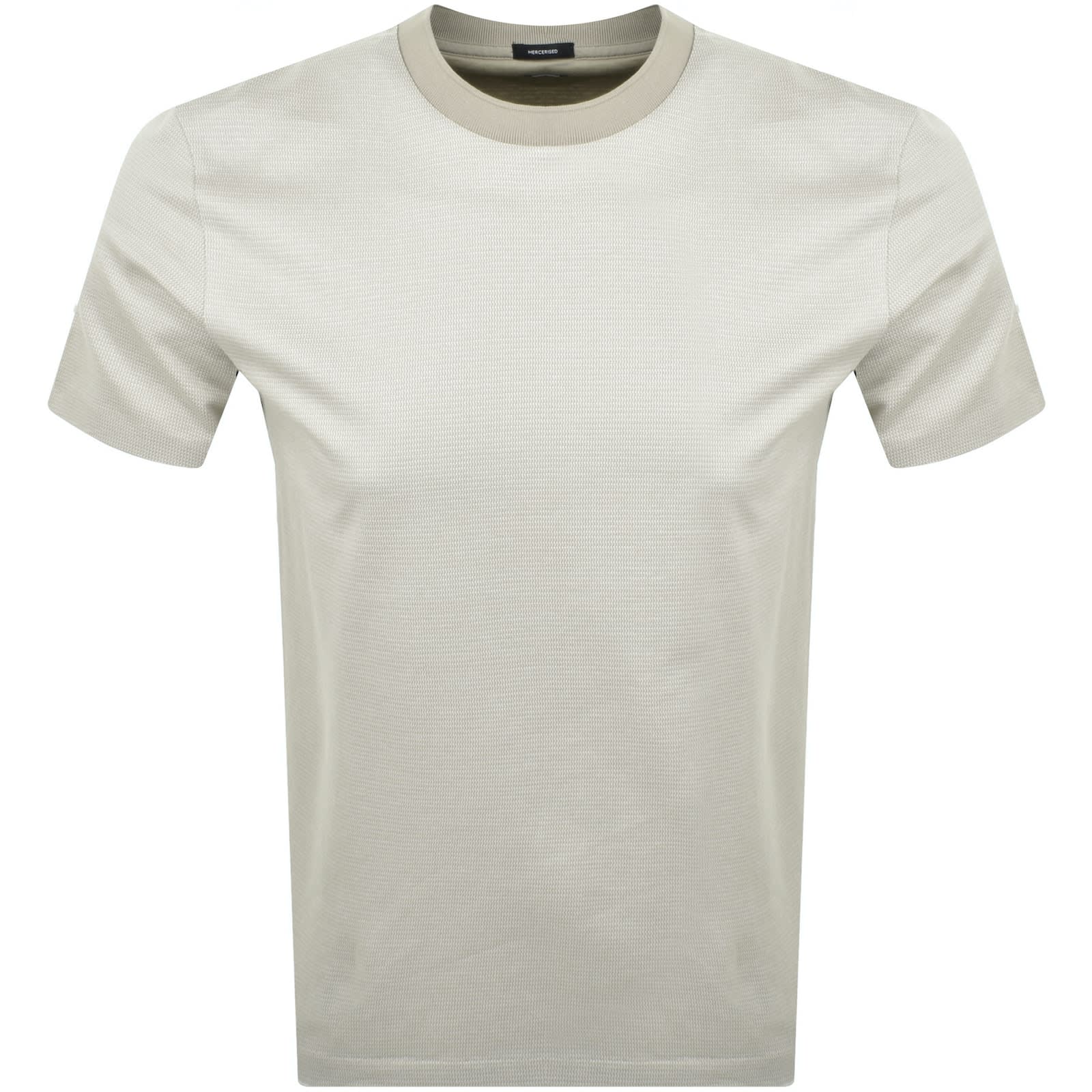 Tシャツ・カットソー BOSS Cotton T-shirt Verde Scuro BOSS - Cotton-blend T-shirt with bubble-jacquard structure