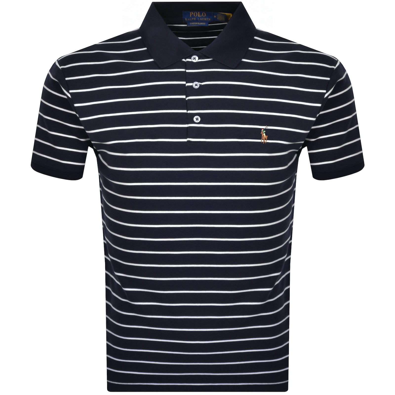 Ralph Lauren Stripe Slim Fit Polo T Shirt Navy | Mainline Menswear United  States