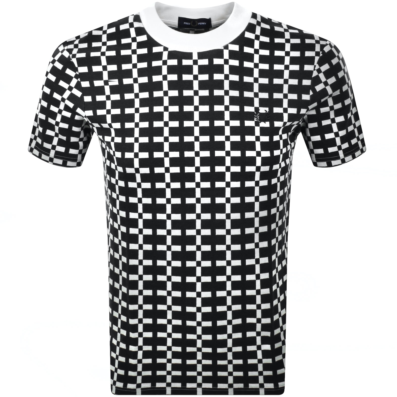 Fred Perry Geometric T Shirt Snow White | Mainline Menswear