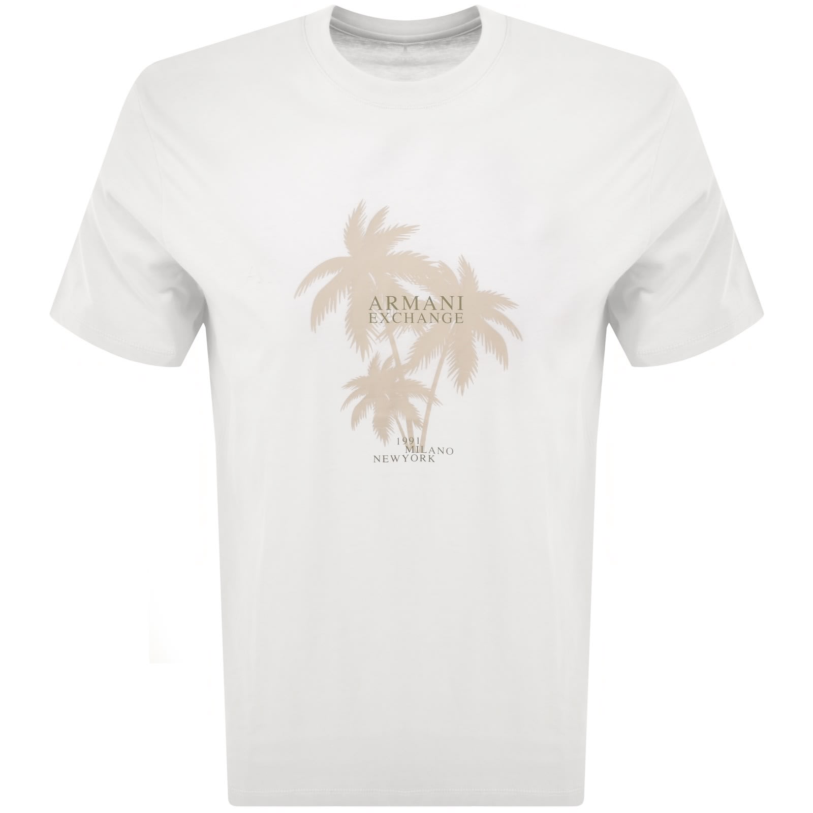 Armani Exchange Tropical Logo T Shirt Off White | Mainline