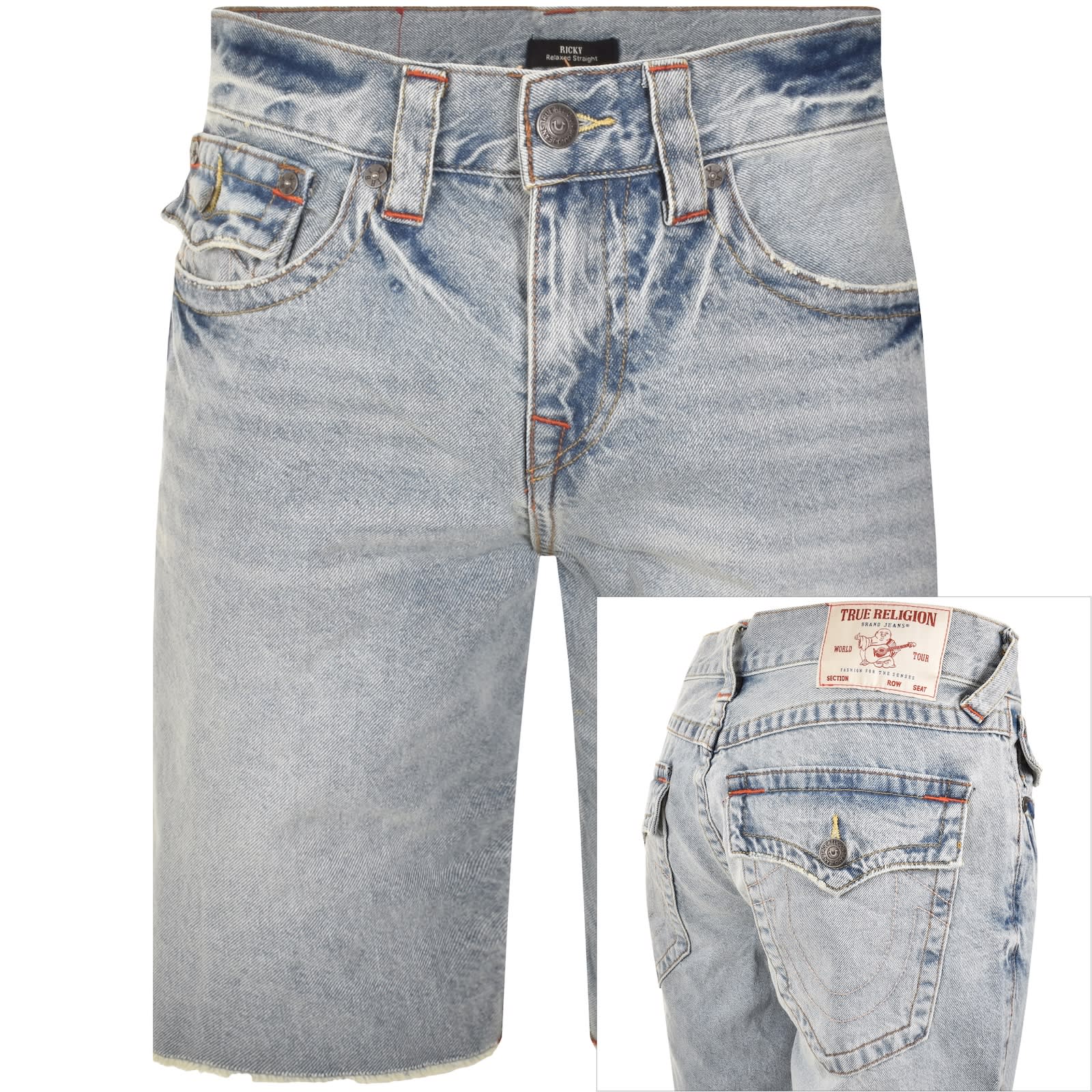 True Religion Ricky Denim Shorts Light Wash Blue | Mainline True Religion Ricky Denim Shorts Light Wash Blue | Mainline