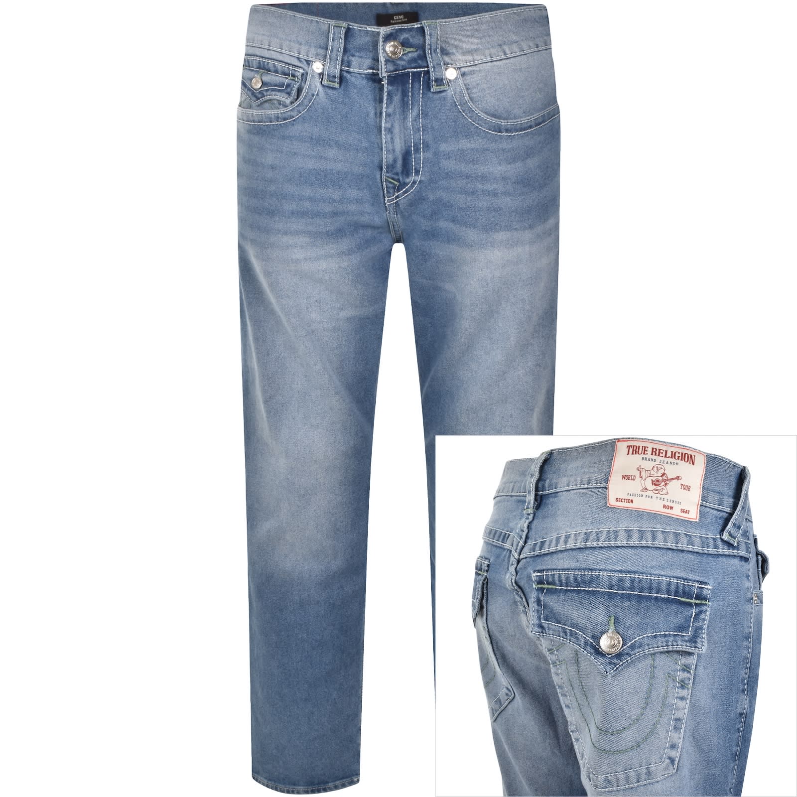 True Religion Geno Big T Flap Slim Jeans Blue | Mainline Menswear