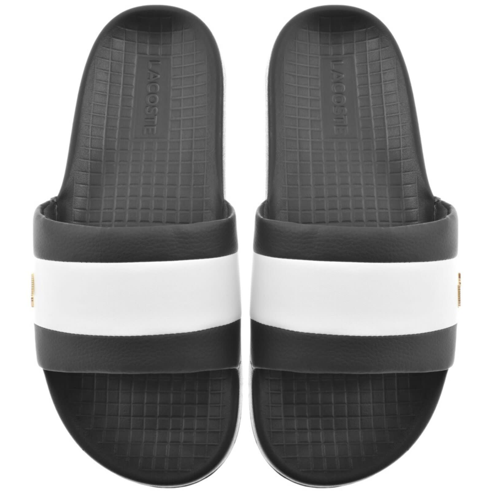mens black lacoste sliders