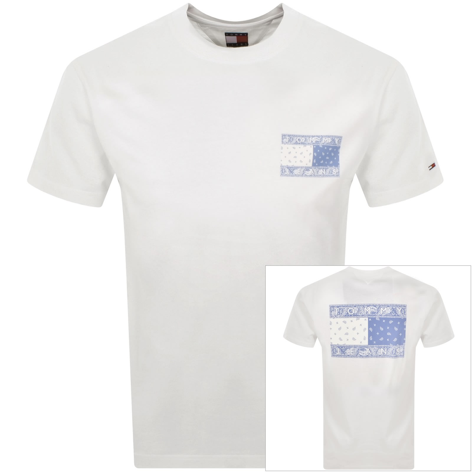 Tommy Jeans Paisley Flag Logo T Shirt White | Mainline Menswear