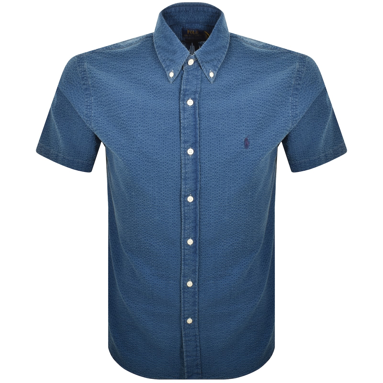 美品 現行 ラルフローレン seersucker S/S box shirt M Ralph Lauren Seersucker Short Sleeve Shirt Blue | Mainline
