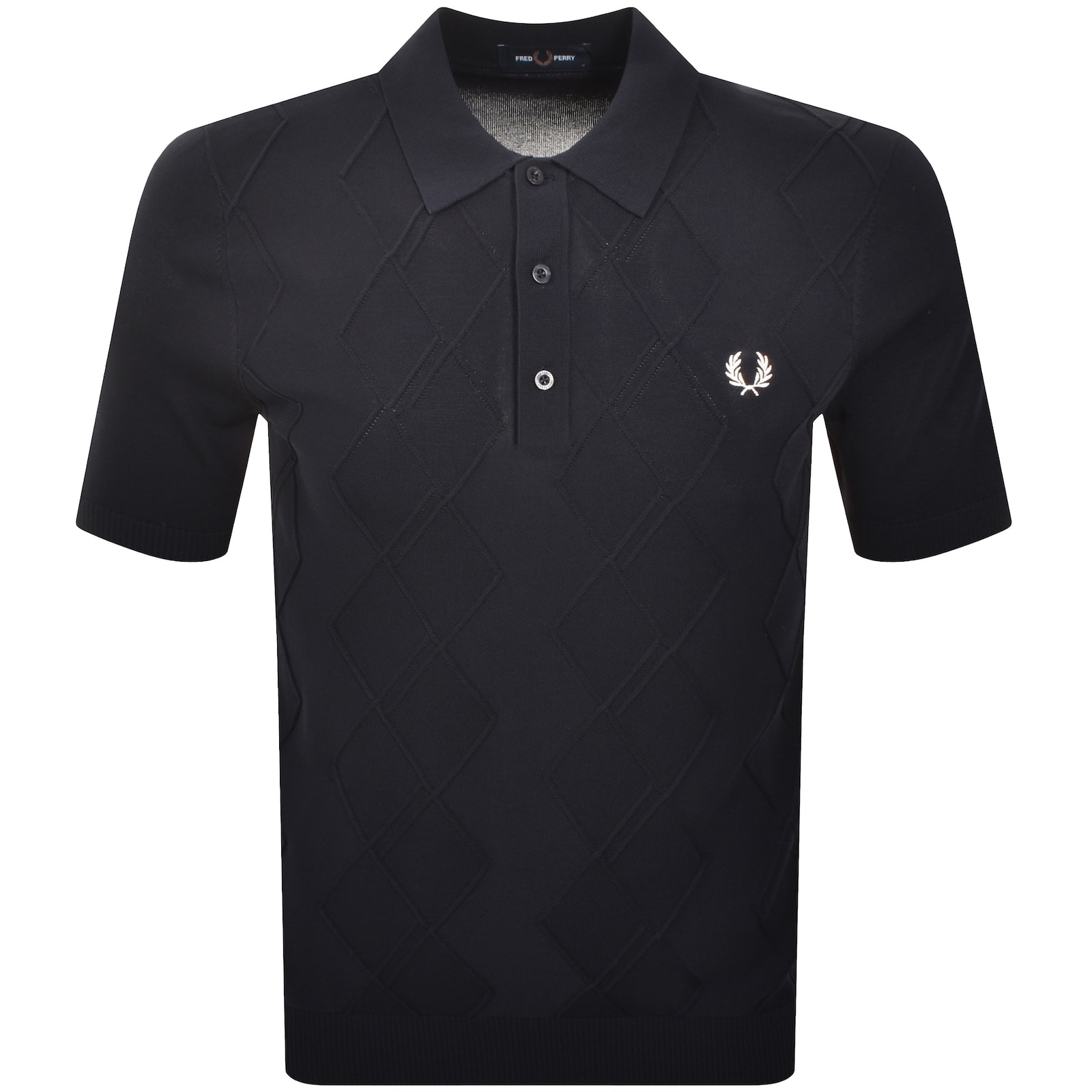 FRED PERRY☆Cable Knit Print Polo Shirt BLACK Fred Perry Cable Knit Print Polo Shirt – Black | Men's