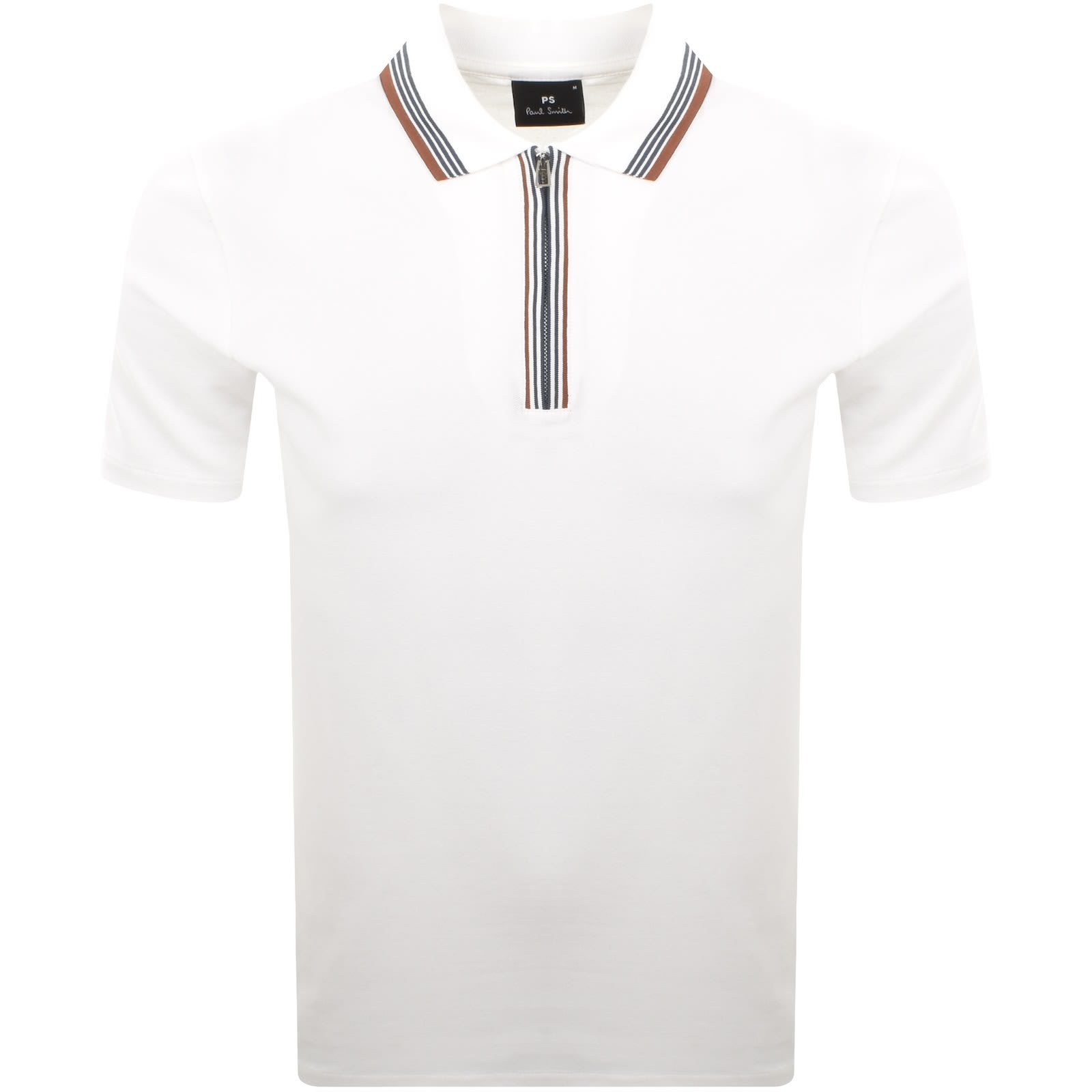 Tシャツ・カットソー Paul Smith MENS REGULAR FIT HALF ZIP POLO Paul Smith Half Zip Polo T Shirt White | Mainline Menswear