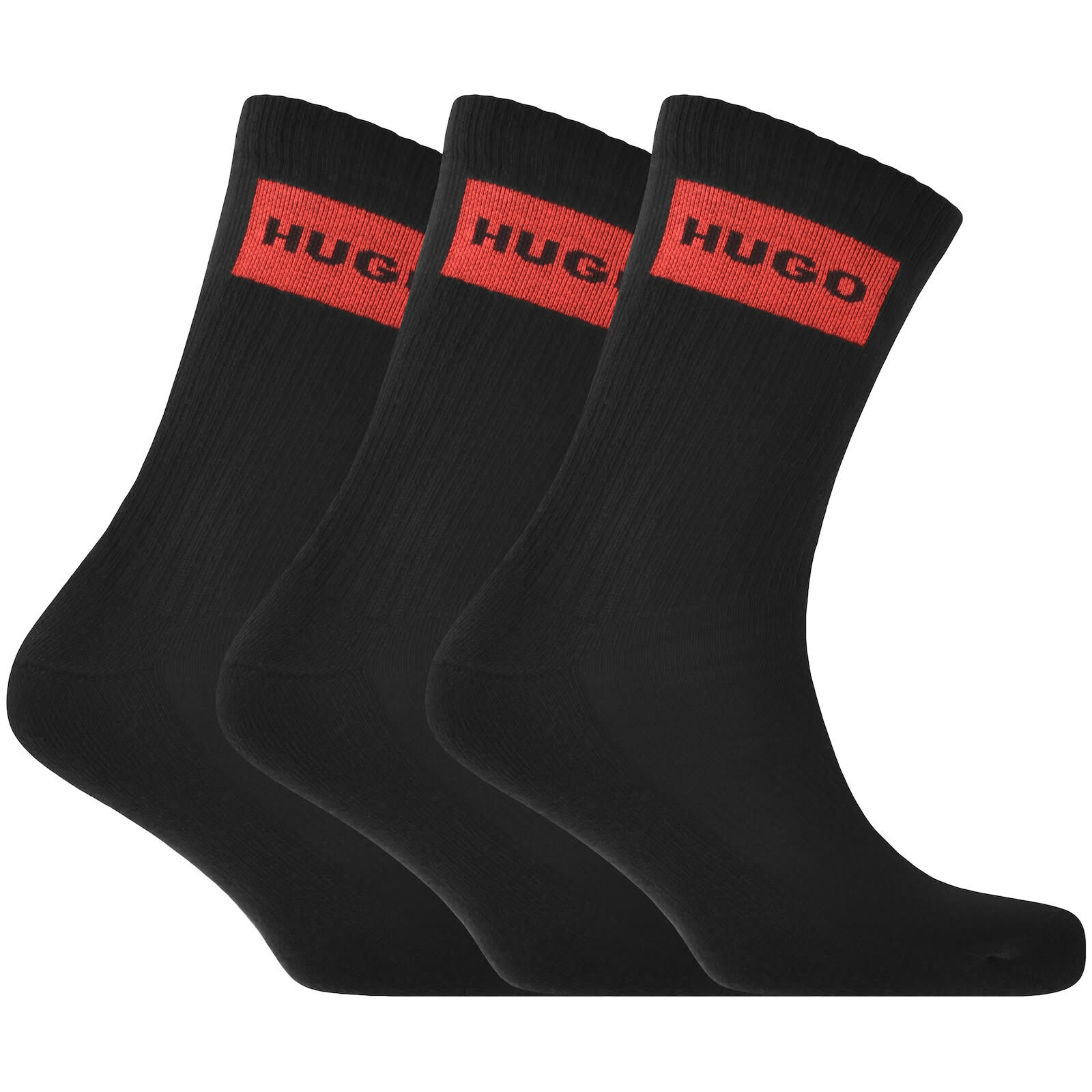 Hugo Qs Rib Label Cc Calzini Uomo - 2 Paia EU 43-46 - Bianco E Nero