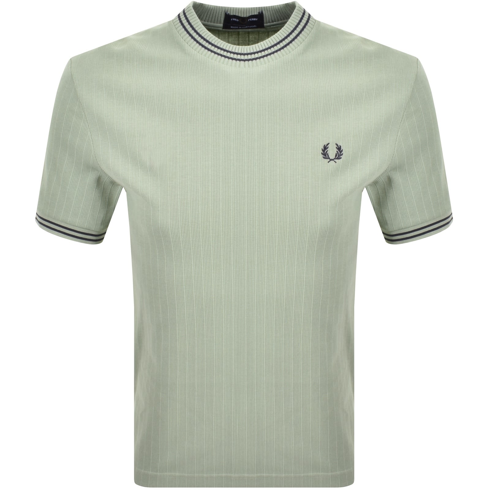 Fred Perry Ribbed Jersey T Shirt Green | Mainline Menswear