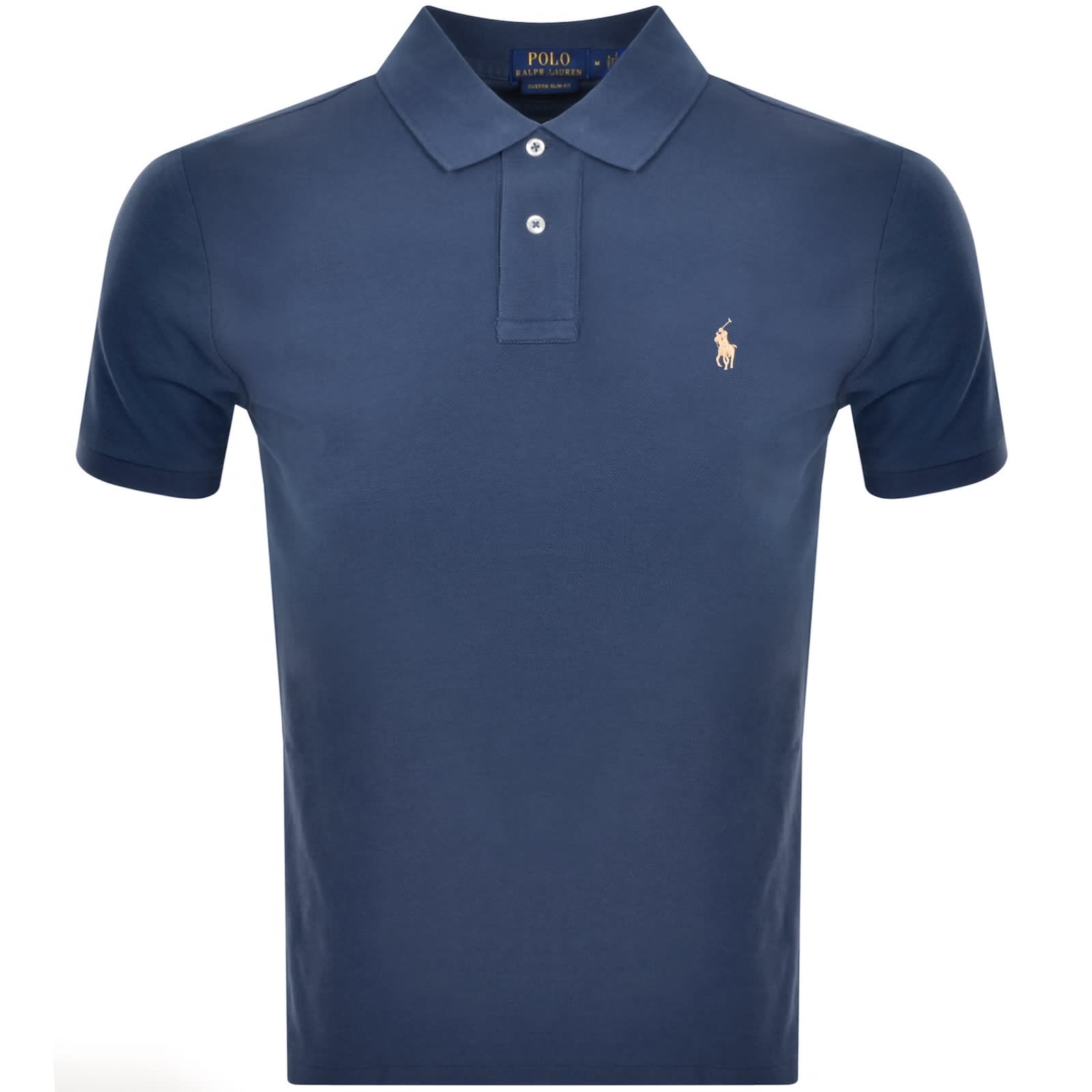 Ralph Lauren Custom Slim Polo T Shirt Navy | Mainline Menswear 