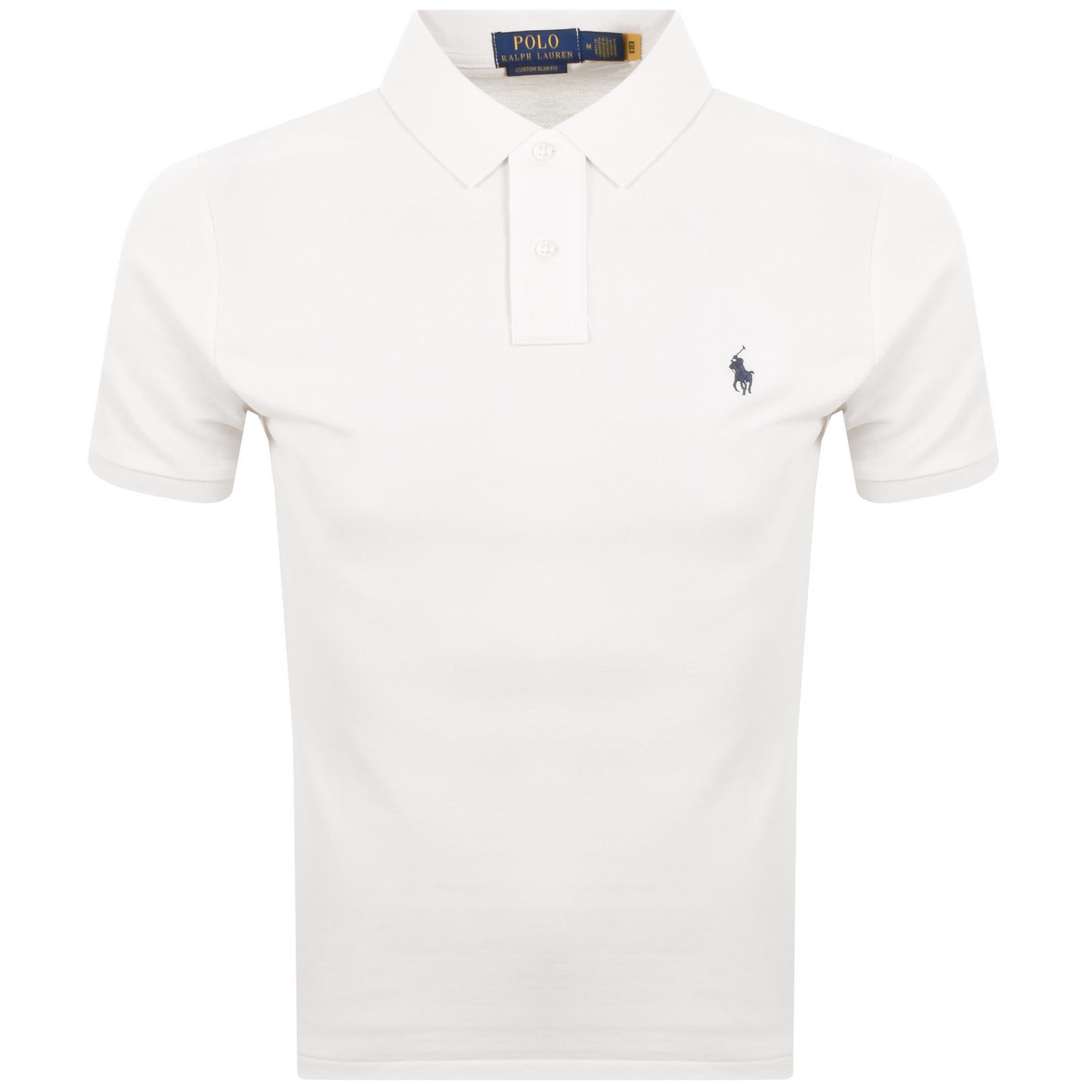 Ralph Lauren Custom Slim Polo T Shirt Cream | Mainline Menswear 
