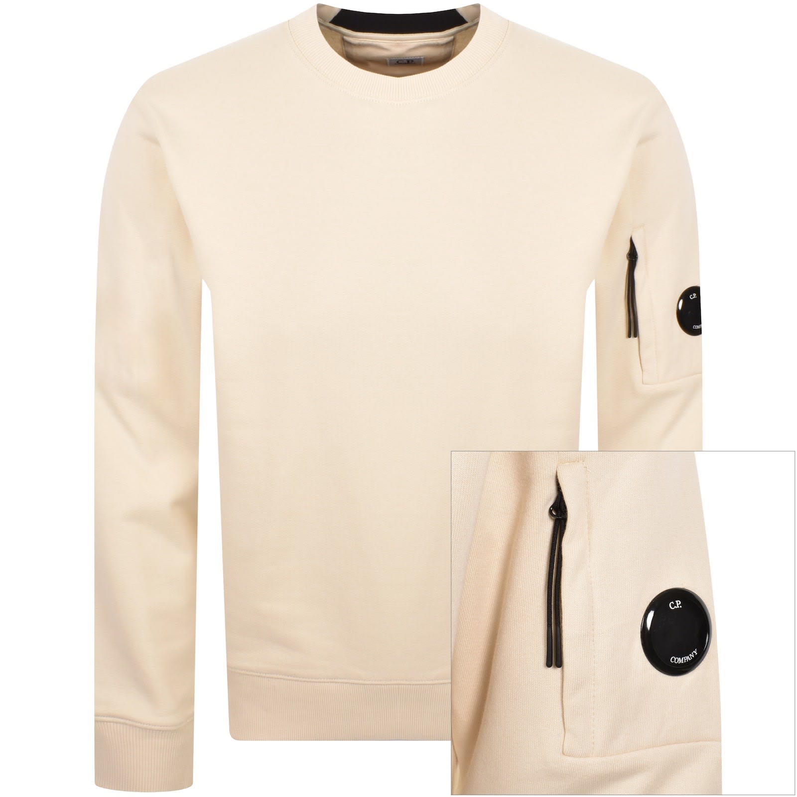 CP Company Crew Neck Sweatshirt Cream | Mainline Menswear
