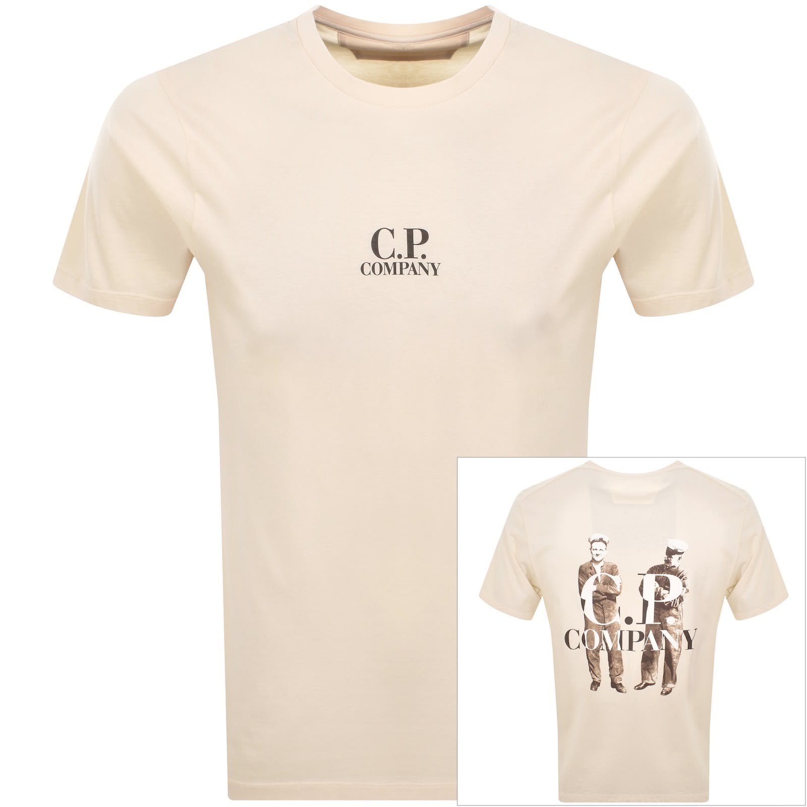 【送料&関税込】C.P. Company Cream Cotton T-shirt C.P. Company BEIGE COTTON T-SHIRT | REVERSIBLE