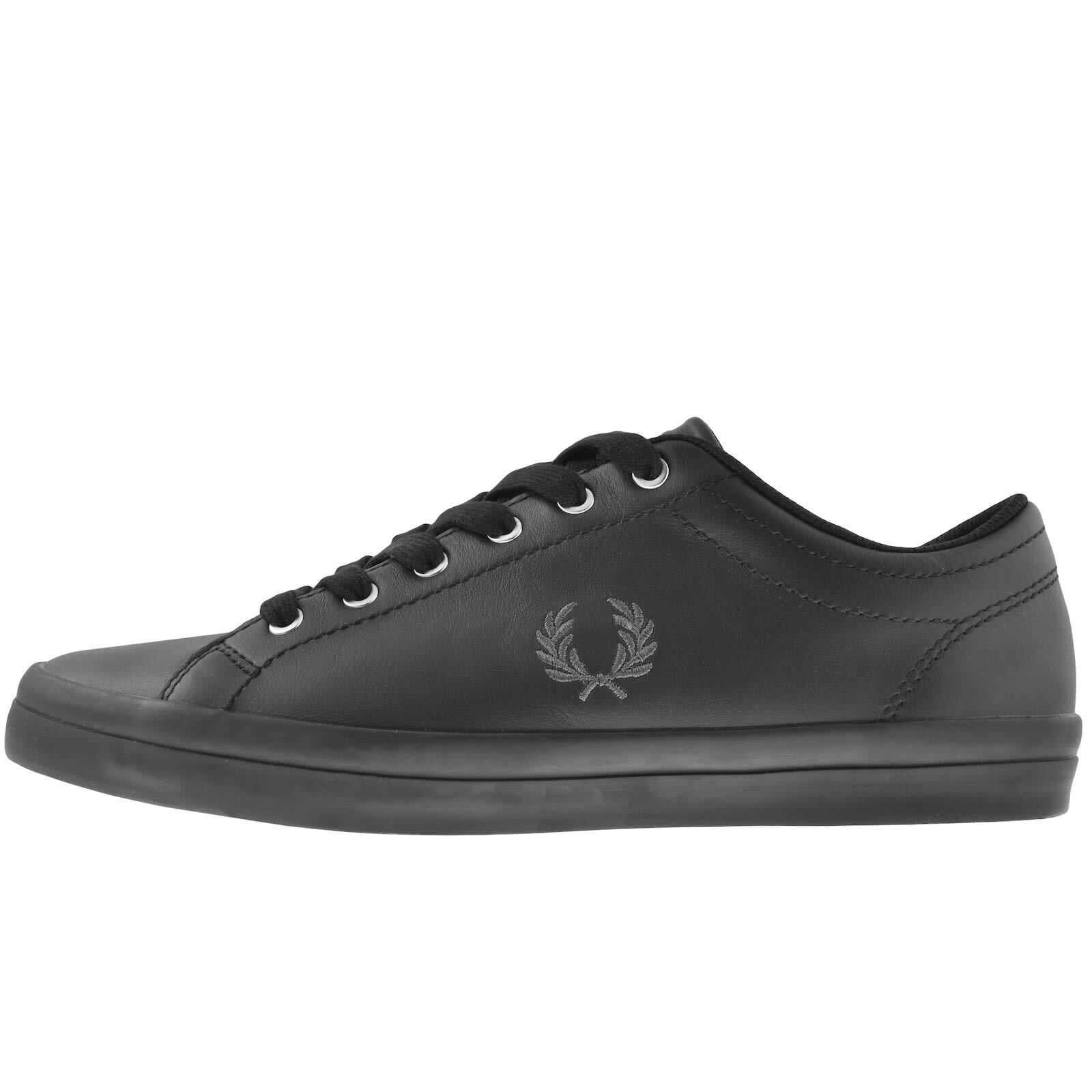 Fred Perry Baseline Leather Trainers Black Mainline Menswear