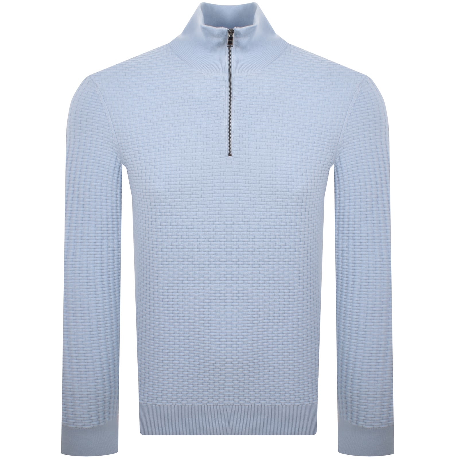 BOSS Ulicio Half Knit Jumper Light Blue | Mainline Menswear