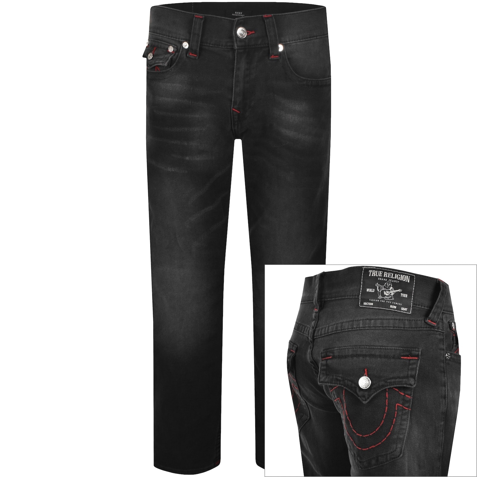 True Religion Ricky Flap Jeans Black | Mainline Menswear
