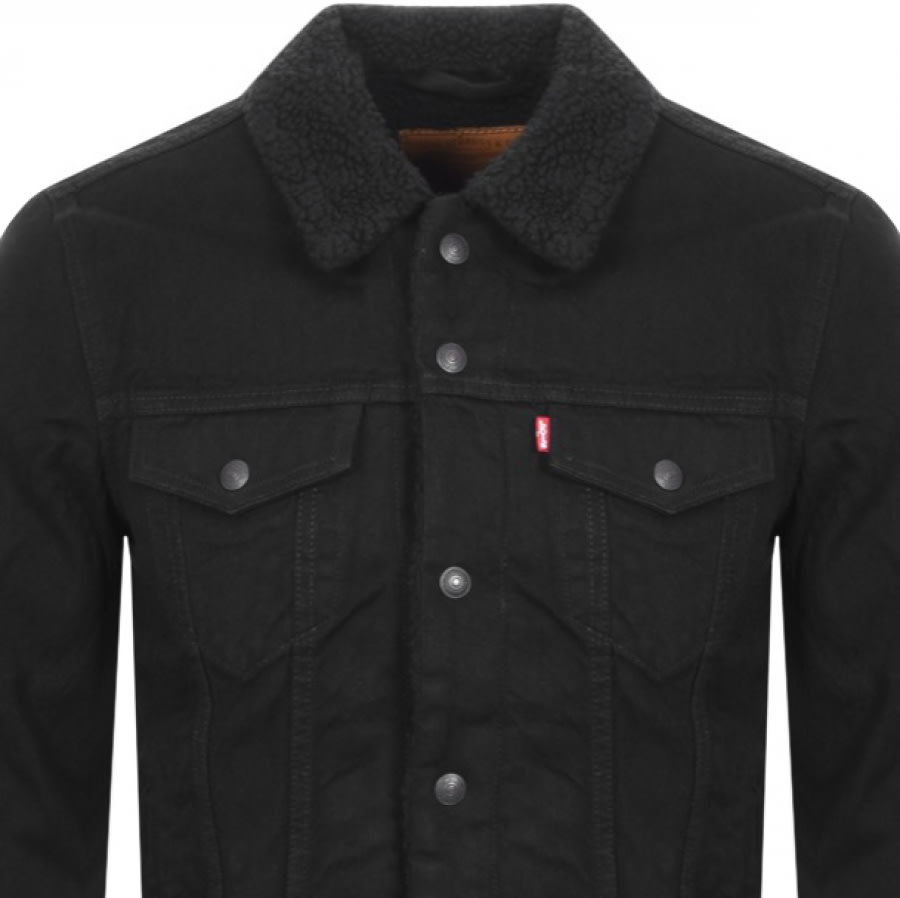 levi's berk denim trucker jacket in black
