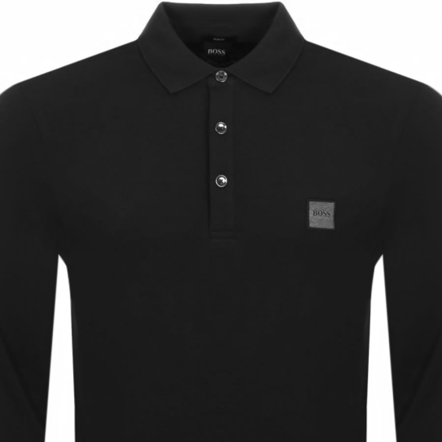 BOSS Long Sleeved Polo T Shirt Black | Mainline Menswear