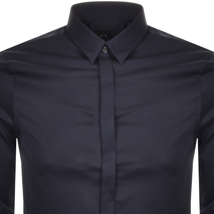 Armani Exchange Slim Fit Long Sleeved Shirt Navy | Mainline Menswear